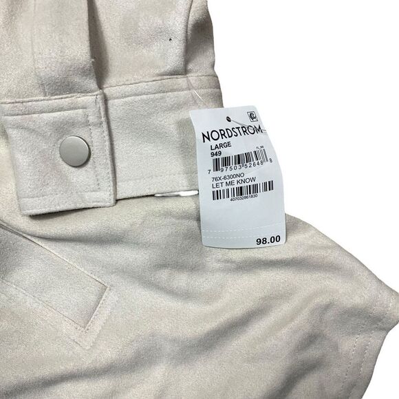 Blank NYC Shacket WMNS L Beige Snap Tied Jacket Longline Faux Suede Flap Pockets - Picture 10 of 14